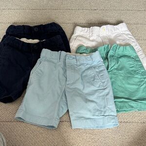 Bundle of Crewcuts boys' Shorts- Navy (2), White, Mint, Light Blue size 5